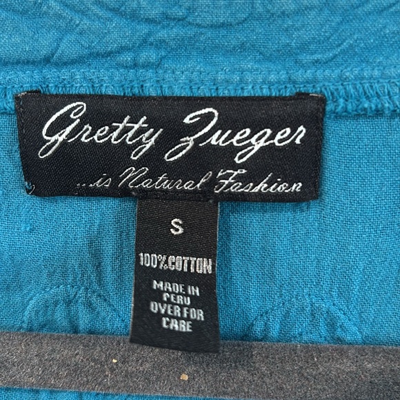 Teal Embroidered Women's Tunic Top - Picture 2 of 4